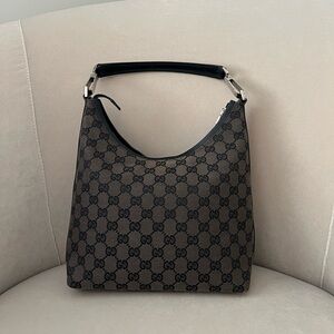 Gucci Brown and Black GG Canvas Shoulder Bag